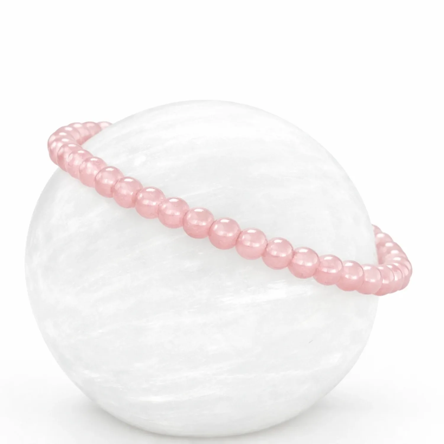 Pulsera elástica de cuarzo rosa 4mm