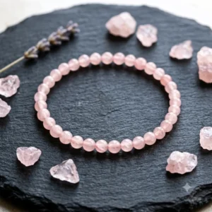 Pulsera elástica de cuarzo rosa 4mm