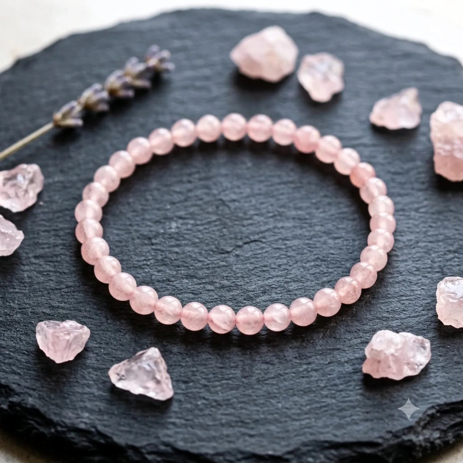 Pulsera elástica de cuarzo rosa 4mm