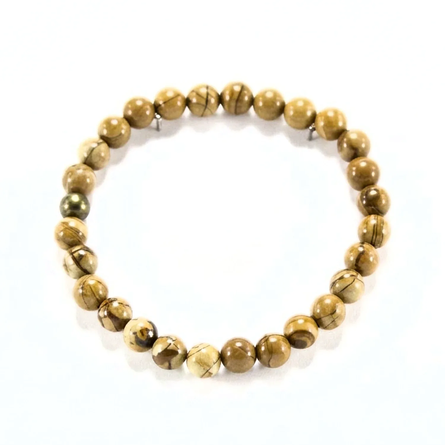 Pulsera elástica de jaspe madera 6mm
