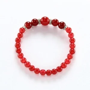 Pulsera elástica de jade rojo 6mm con entrepiezas