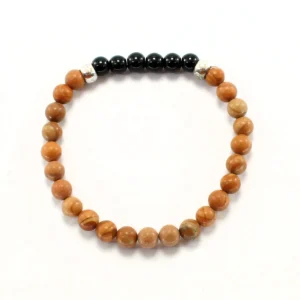 Pulsera elástica de jaspe madera y ónix 6mm