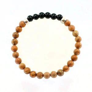 Pulsera elástica de jaspe madera y ónix 6mm