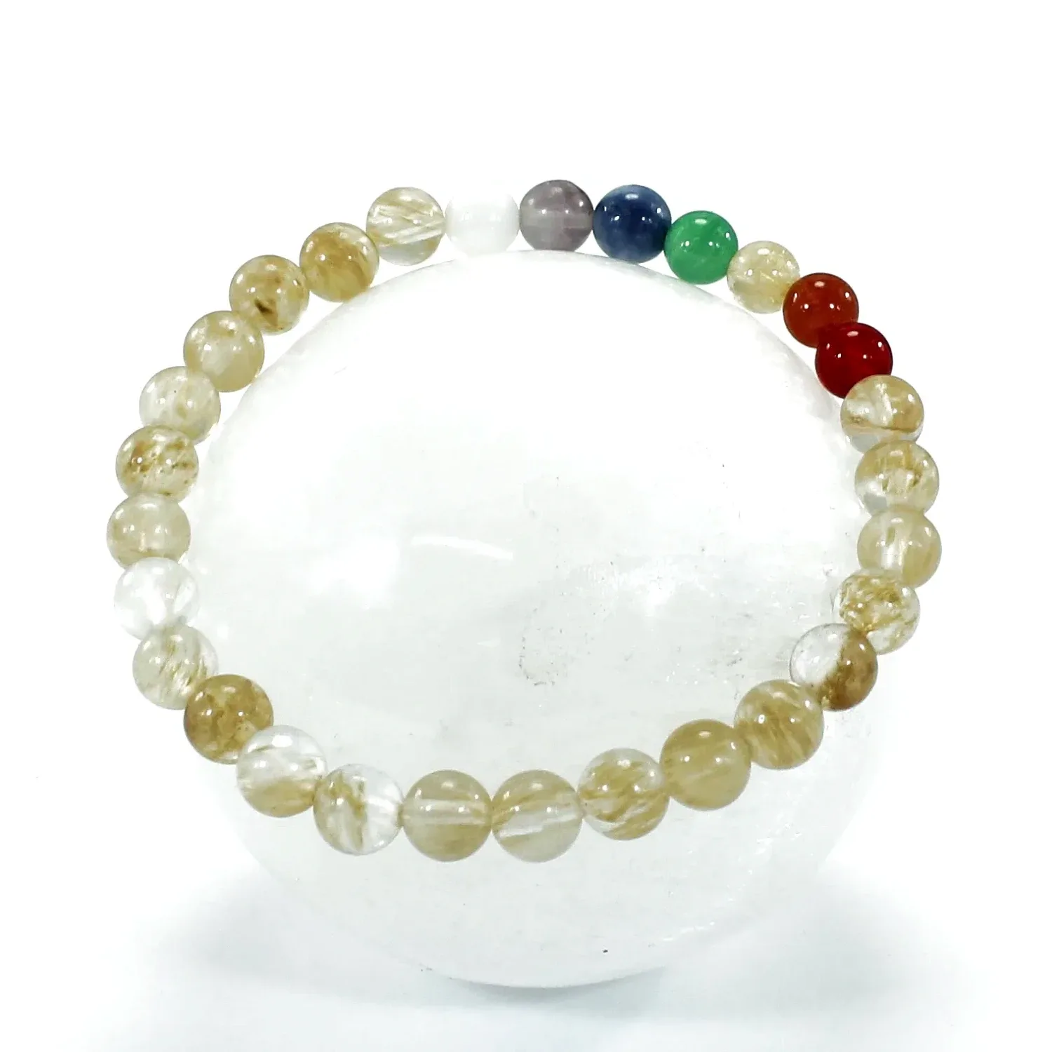 Pulsera cuarzo amarillo chakras 6mm