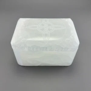 Caja Selenita Blanca Grabada — Joyero Y Limpiador De Minerales - Imagen 3